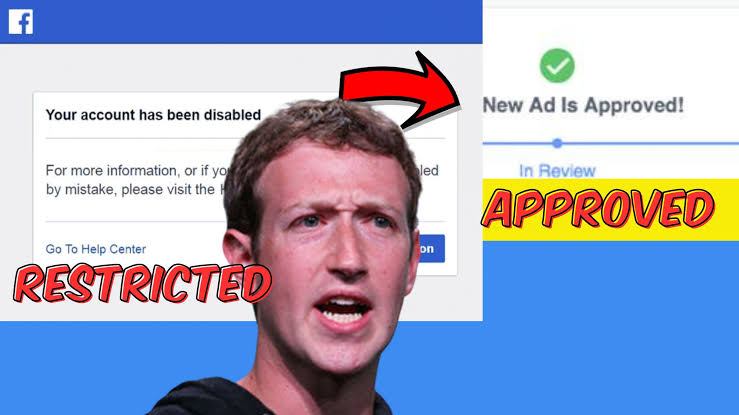 Facebook restricted and approved advertising account illustration